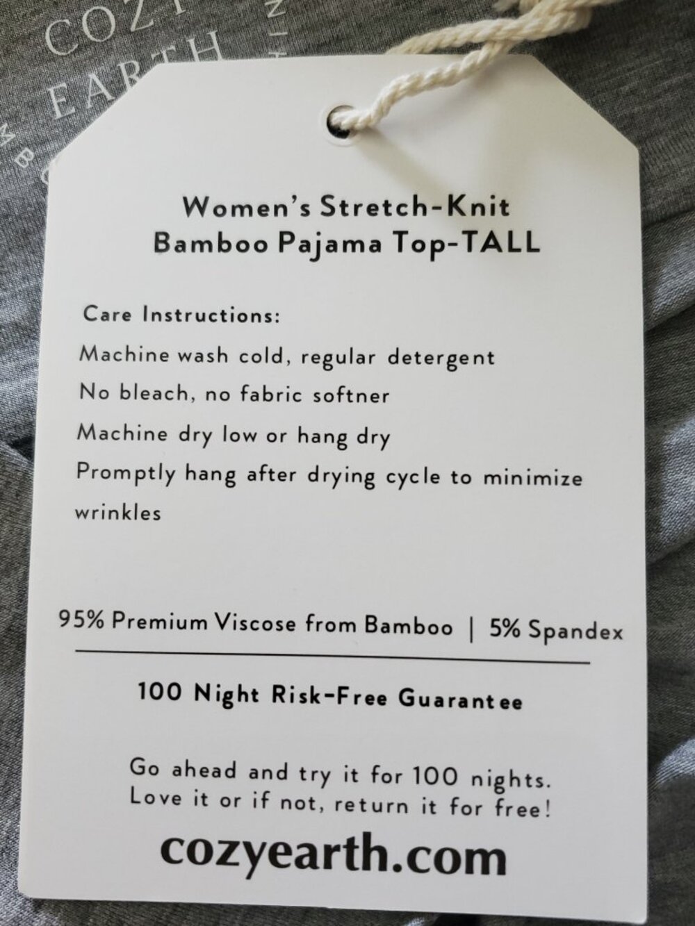 Cozy Earth Bamboo Stretch-Knit Long Sleeve Grey Pajama Set Medium Tall - NWT - Picture 5 of 15